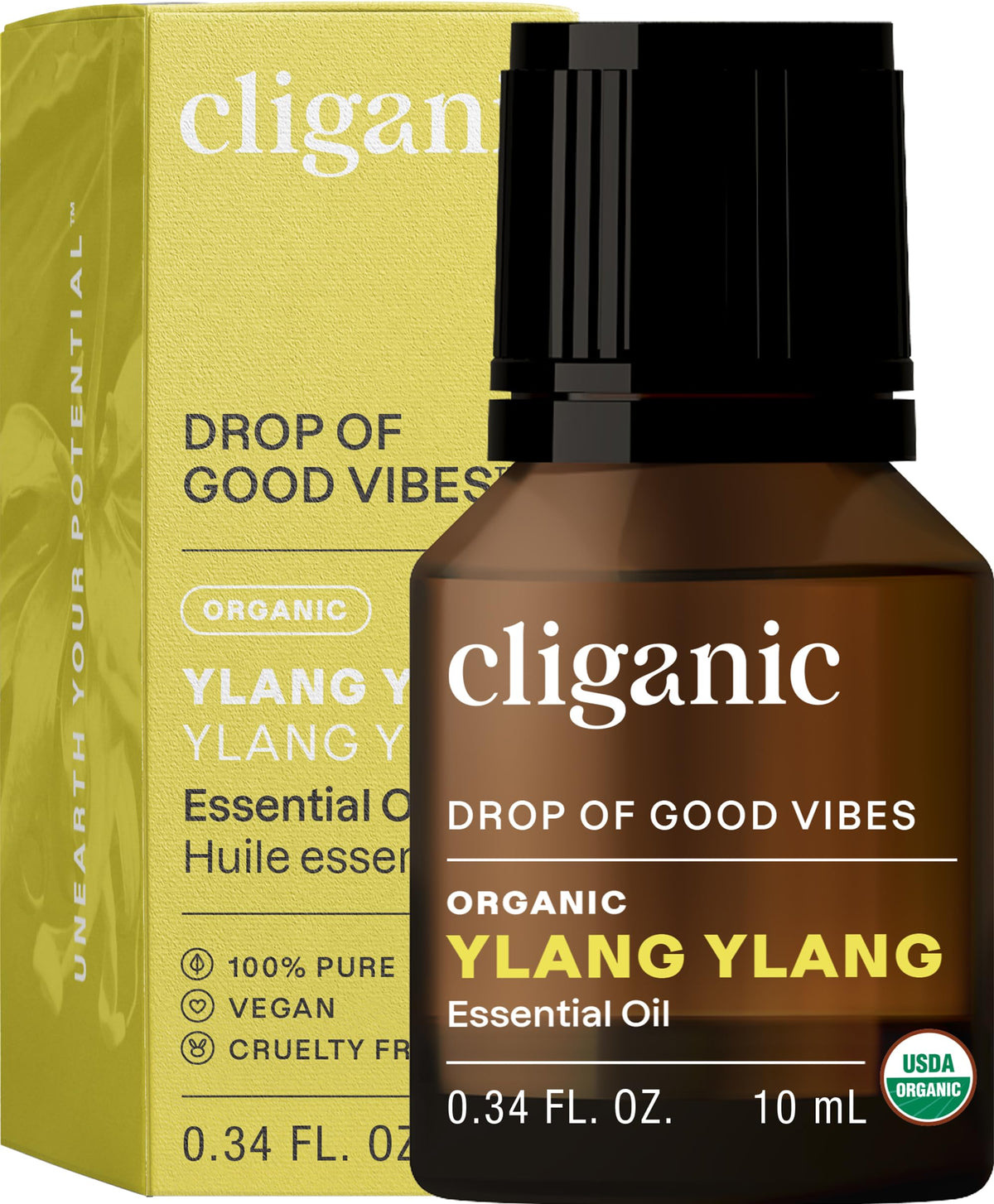 Cliganic Organic Ylang Ylang Essential Oil bottle 0.33oz