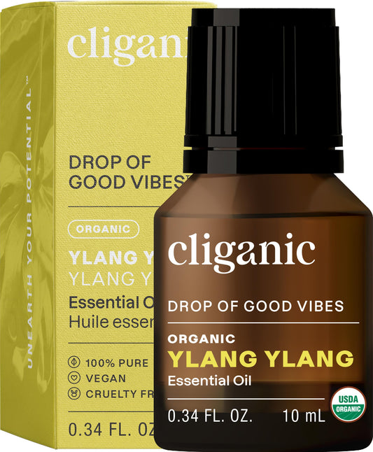 Cliganic Organic Ylang Ylang Essential Oil bottle 0.33oz