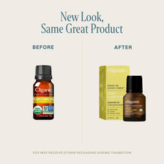 Close-up of Cliganic Ylang Ylang essential oil bottle