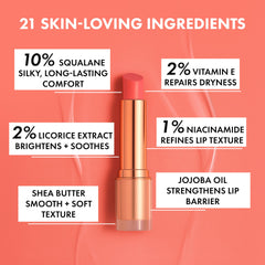 Clinexil LushLips Lip Balm dewy tint closeup shows glossy, nourishing finish.