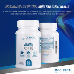 Clinical Effects Vitamin K2 + D3 3 pack box shown for value