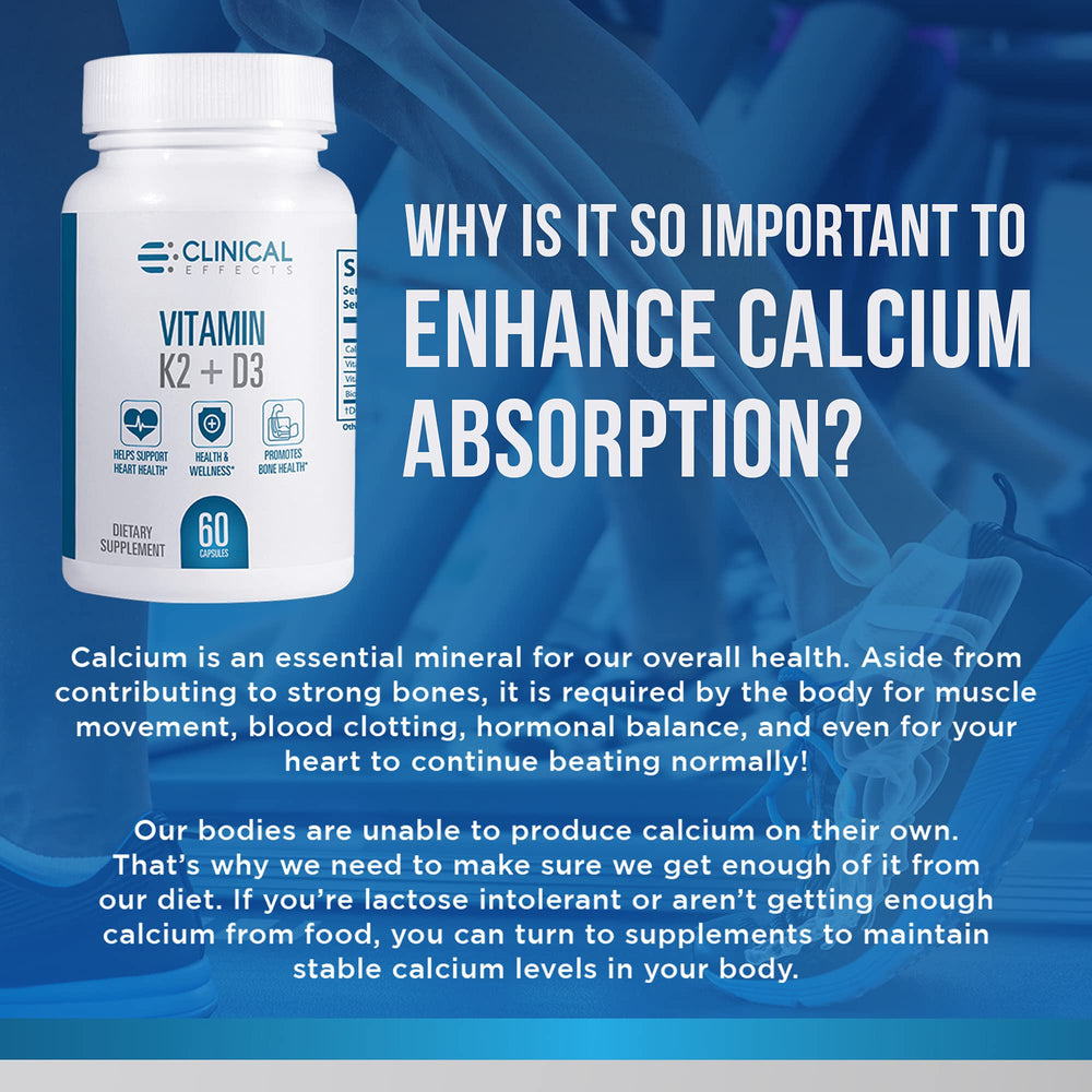 Clinical Effects Vitamin K2 + D3 Bioperine note for enhanced absorption
