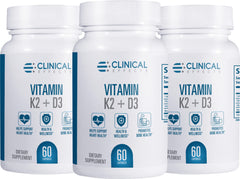 Clinical Effects Vitamin K2 + D3 bottle front highlighting bone support