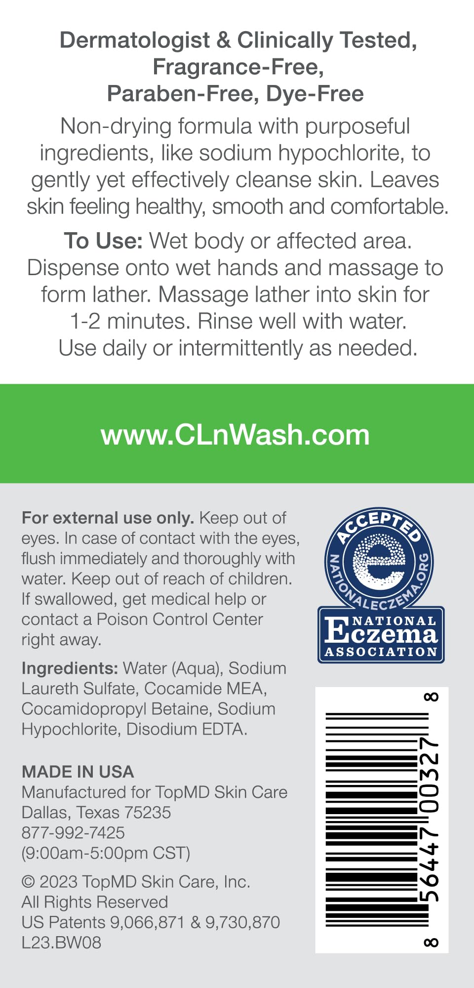 CLn BodyWash foamy lather demonstrates soothing bubbles during shower