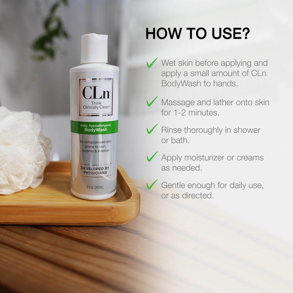 CLn BodyWash hypoallergenic badge signaling minimal irritants for sensitive skin