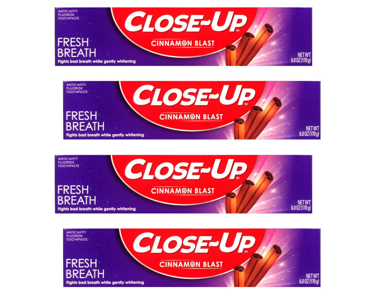 Close-Up Cinnamon Anticavity Toothpaste packaging 6 oz pack of 4