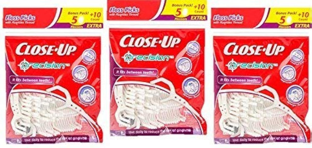 Close-Up Precision Floss Picks 60 ct pack of 3 – front view