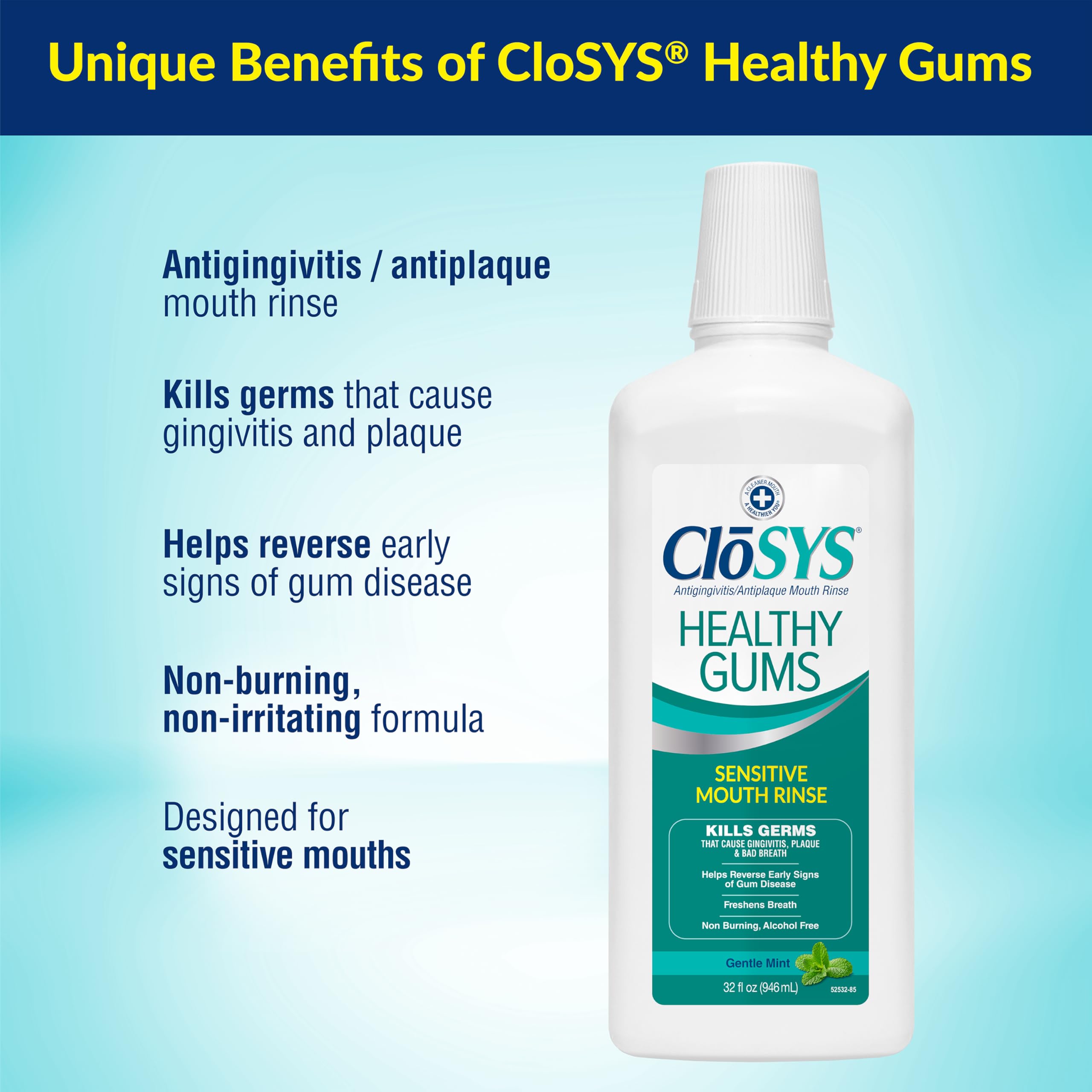 Packaging highlights anti-gingivitis and antiplaque benefits