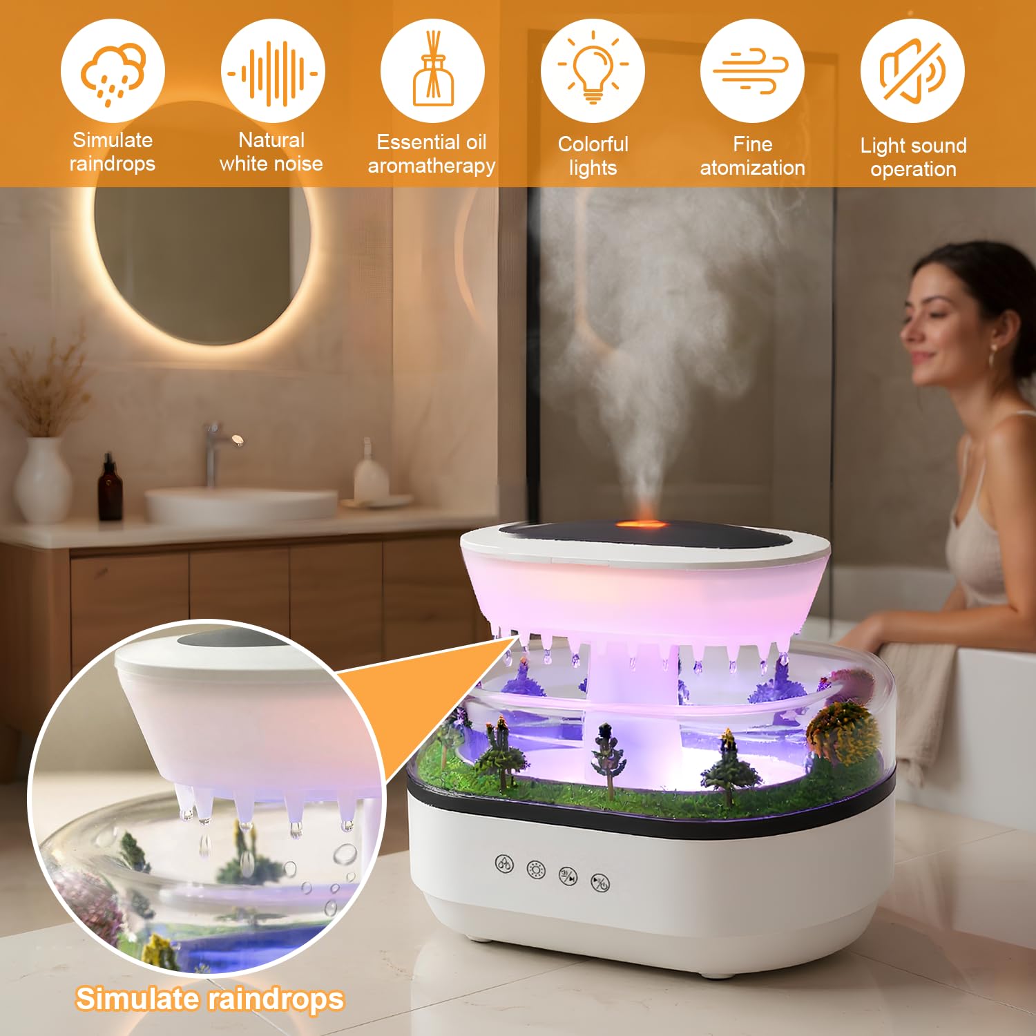 Humidifier in operation with near-silent mist