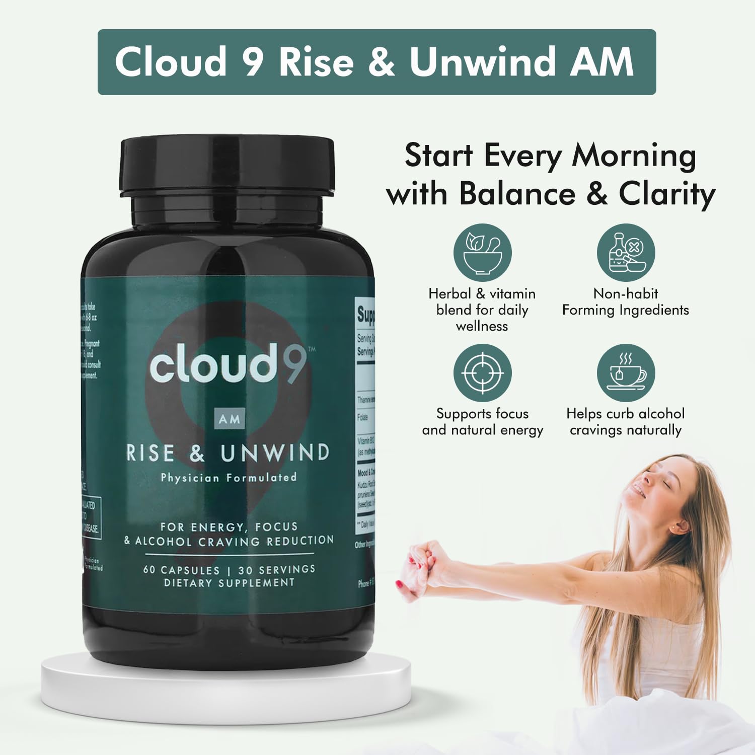 Caffeine-free energy support concept for brain wellness