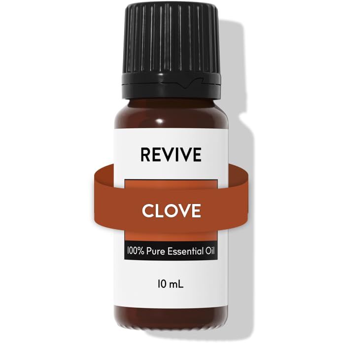 Clove essential oil bottle with Revive branding