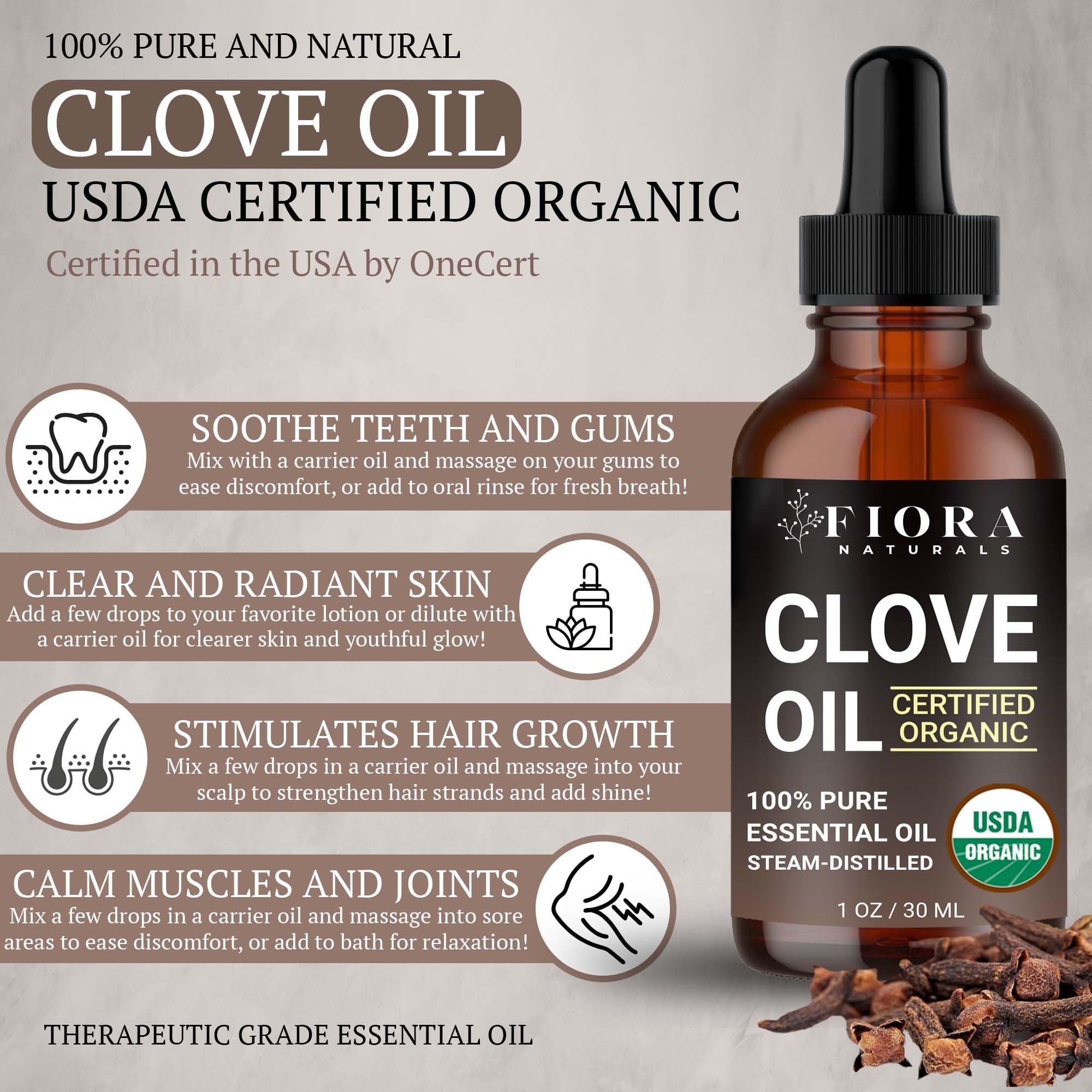 Clove oil diluted for teeth and gums care