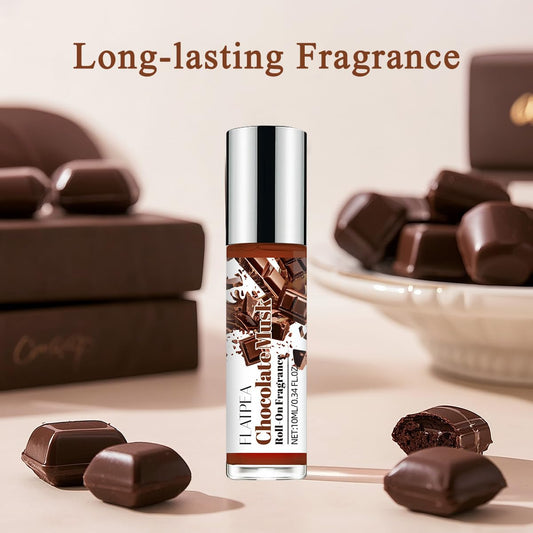 CLQFDT Chocolate Musk Roll-On applying to pulse points for precise scent