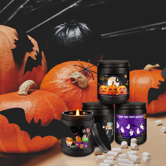 Vanilla scented candle in Halloween-themed jar by CLTNIKET