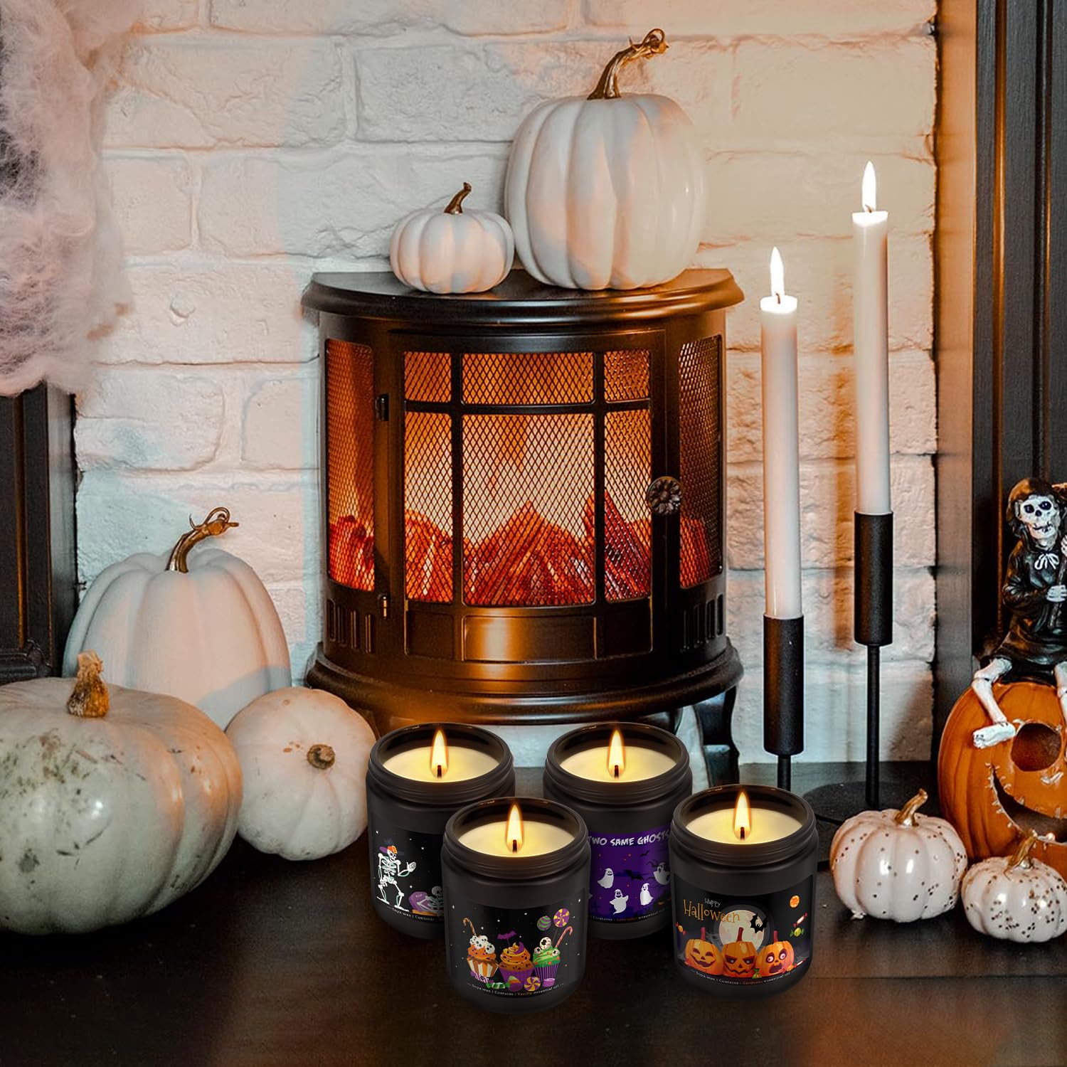 Rosemary scented candle in Halloween-themed jar by CLTNIKET