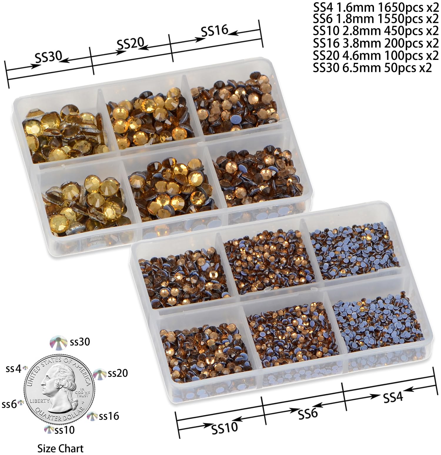 CMBYN hotfix rhinestones with upgrade grids for easy sorting in Lt Topaz.