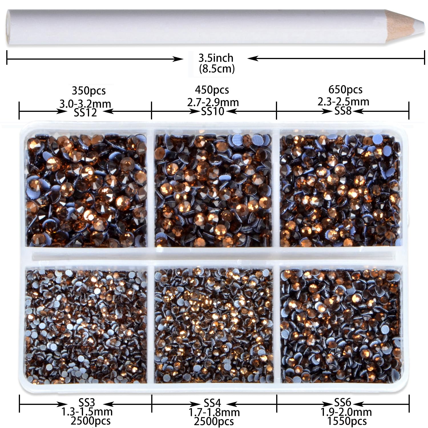 CMBYN grid-pack shows six sizes for easy sorting and precise placement.