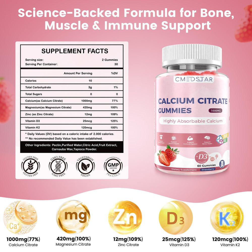 Two vegan strawberry gummies from CMEDSTAR package