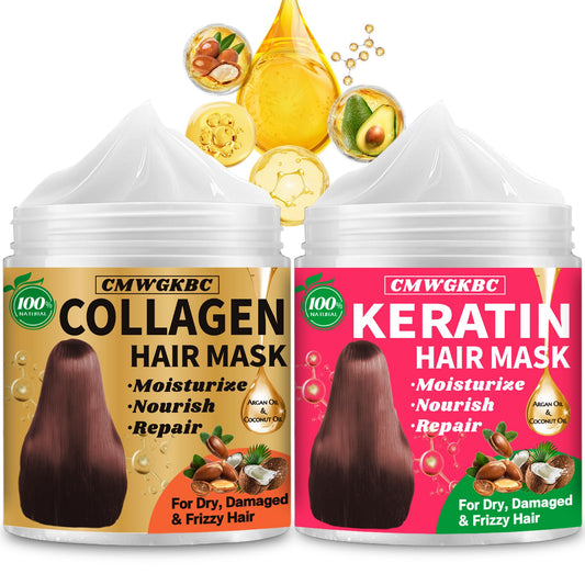CMWGKBC collagen mask bottle delivering deep nourishment for dry hair