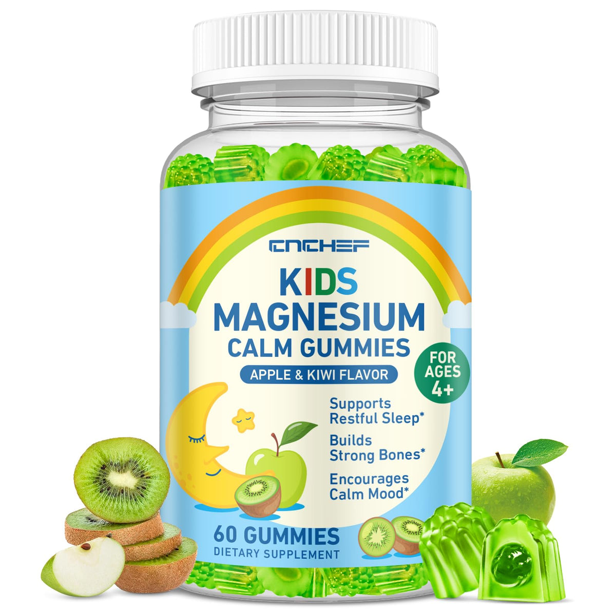 CNCHEF front jar showing apple and kiwi flavor and benefits