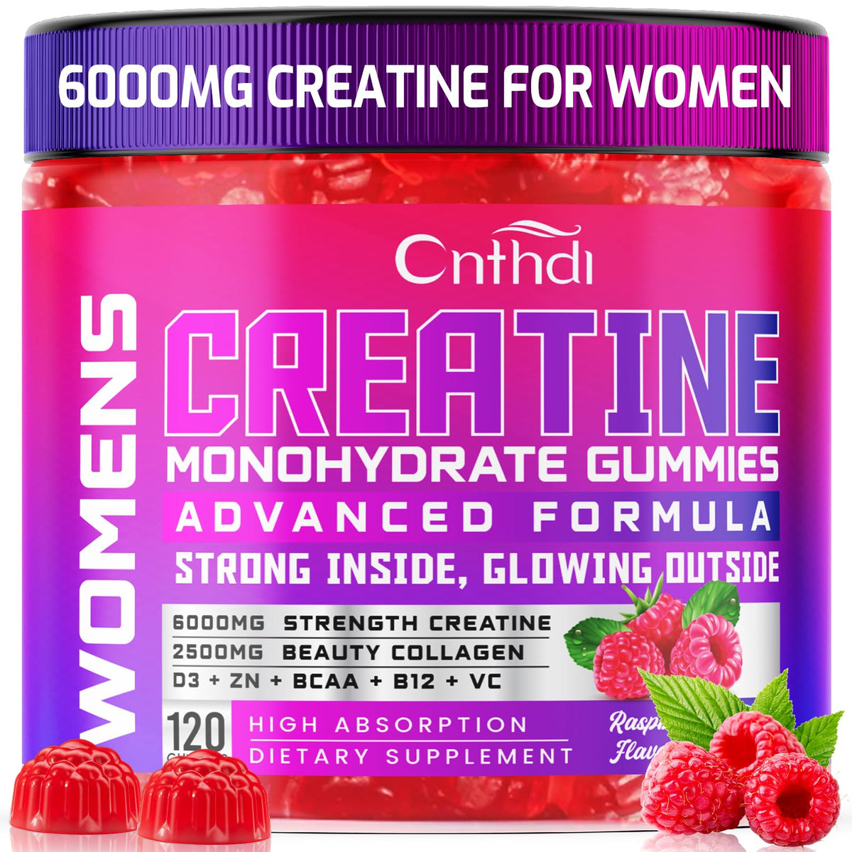 CNFHDI Creatine Monohydrate Gummies for Women 6000mg – four gummies serving
