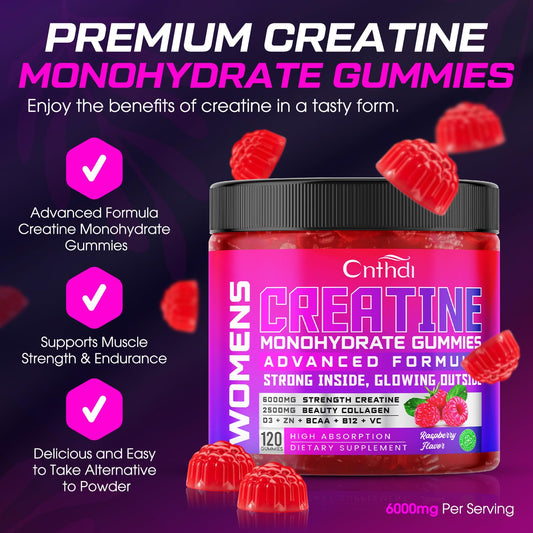Close-up of CNFHDI Creatine Monohydrate Gummies for Women – 6000mg per serving