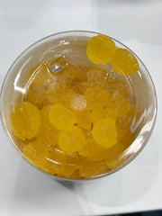 Gummies with visible texture and plant-based ingredients
