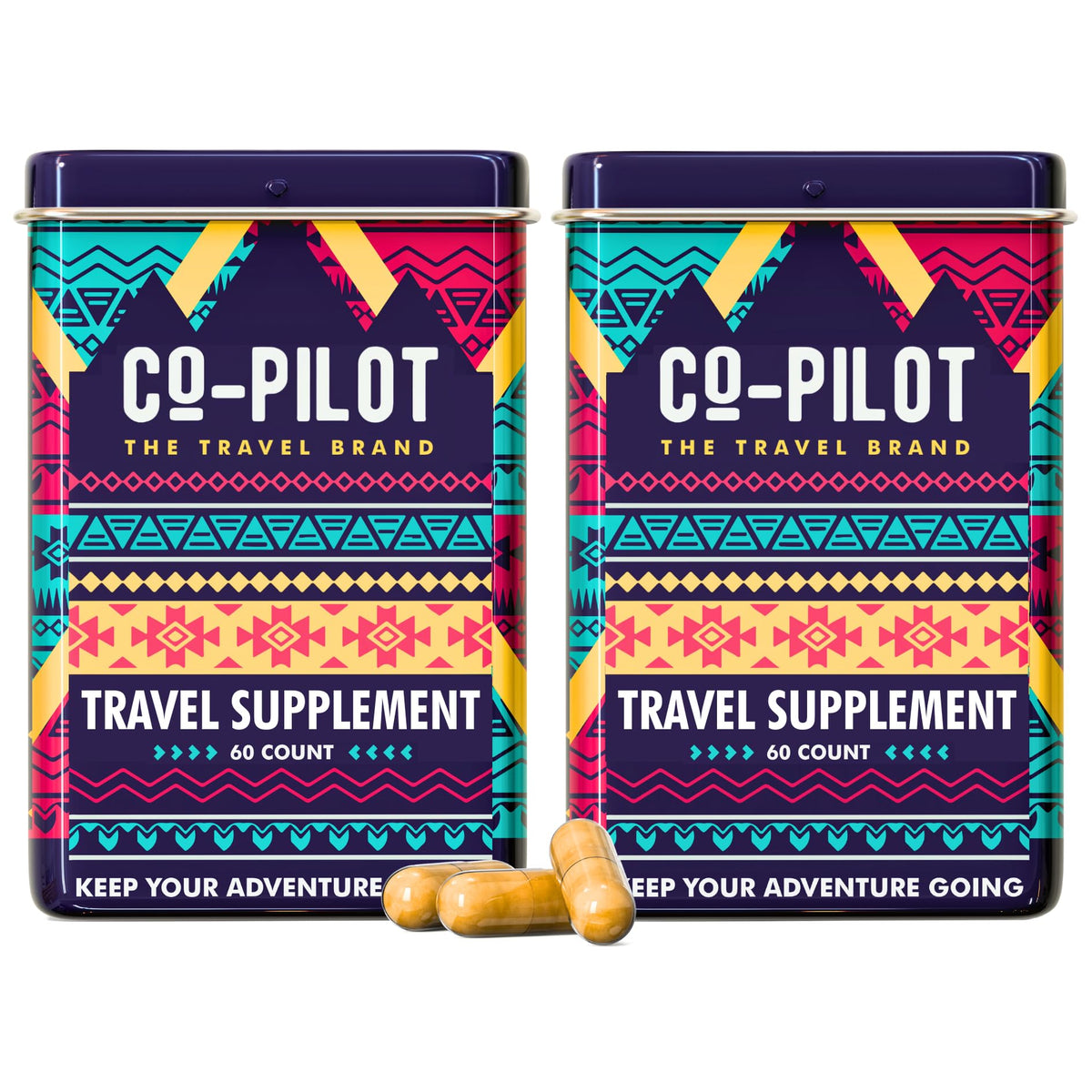 Co-Pilot 2 Pack packaging front showing jet lag relief