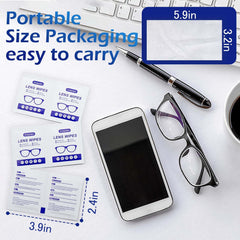 Wipes compatible with eyeglasses sunglasses and screens