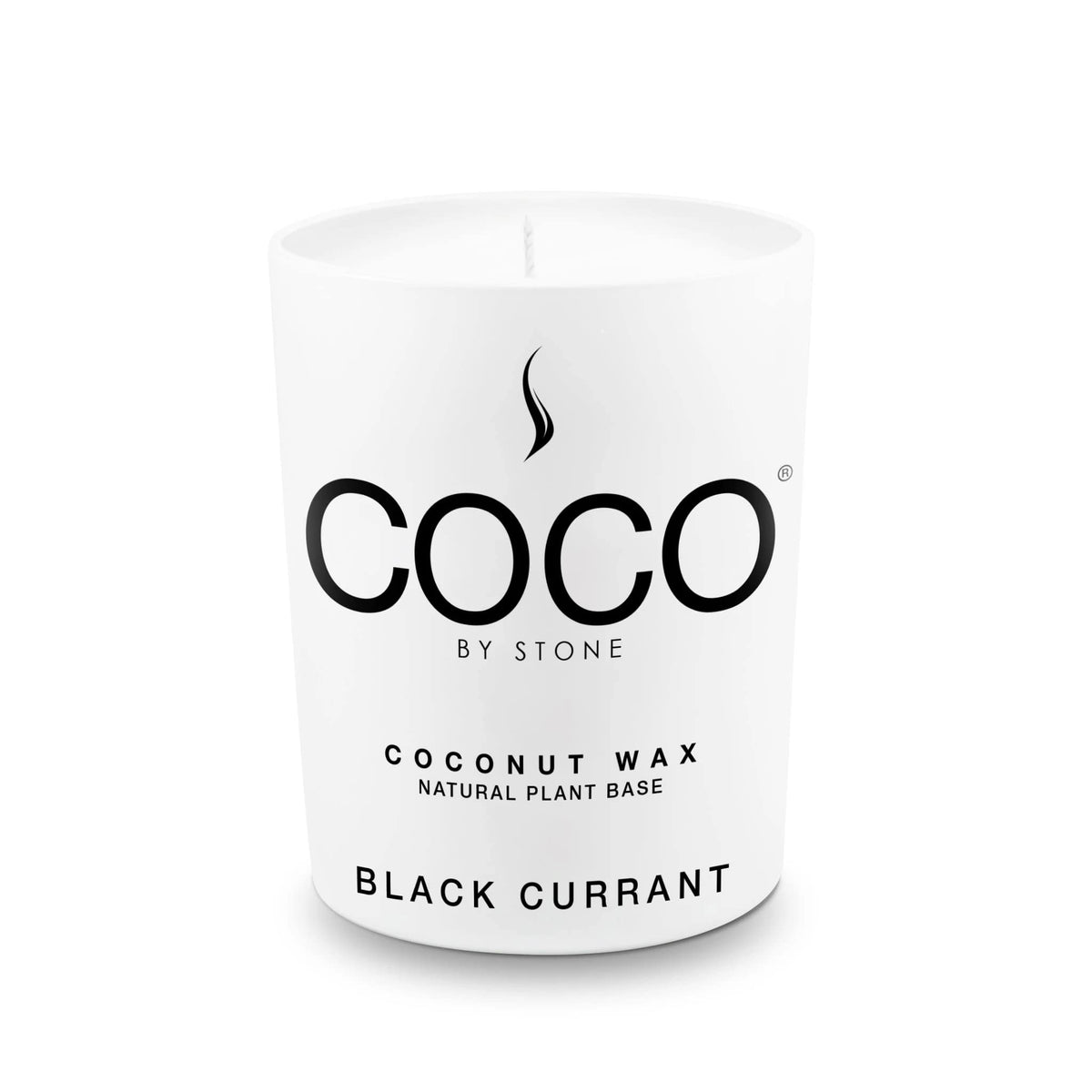 COCO by Stone candle closeup shows coconut apricot wax for clean fragrance