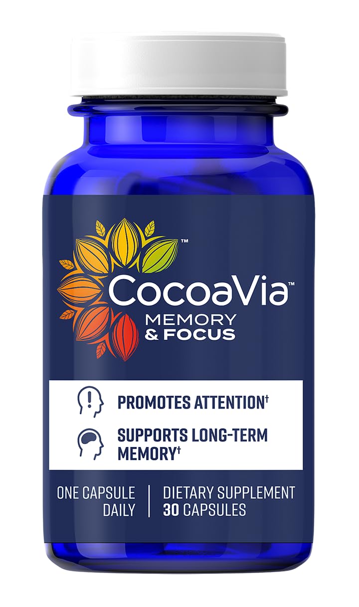 CocoaVia Memory & Focus bottle with capsules for daily cognitive support.