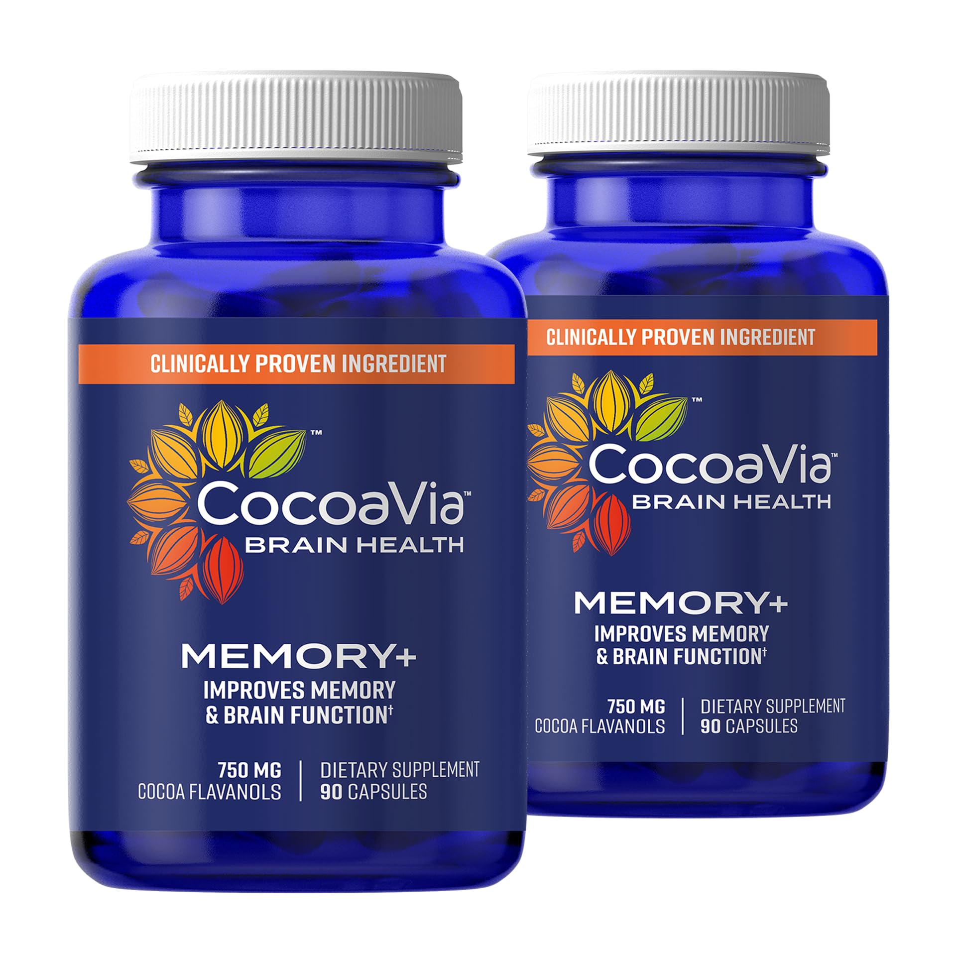 CocoaVia Memory+ bottle with 180 vegan capsules