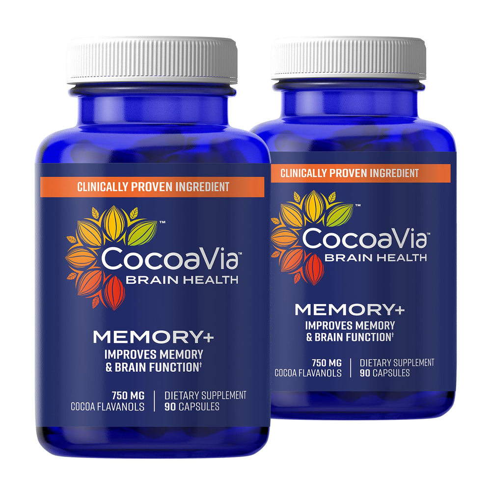 CocoaVia Memory+ bottle with capsules for daily memory support