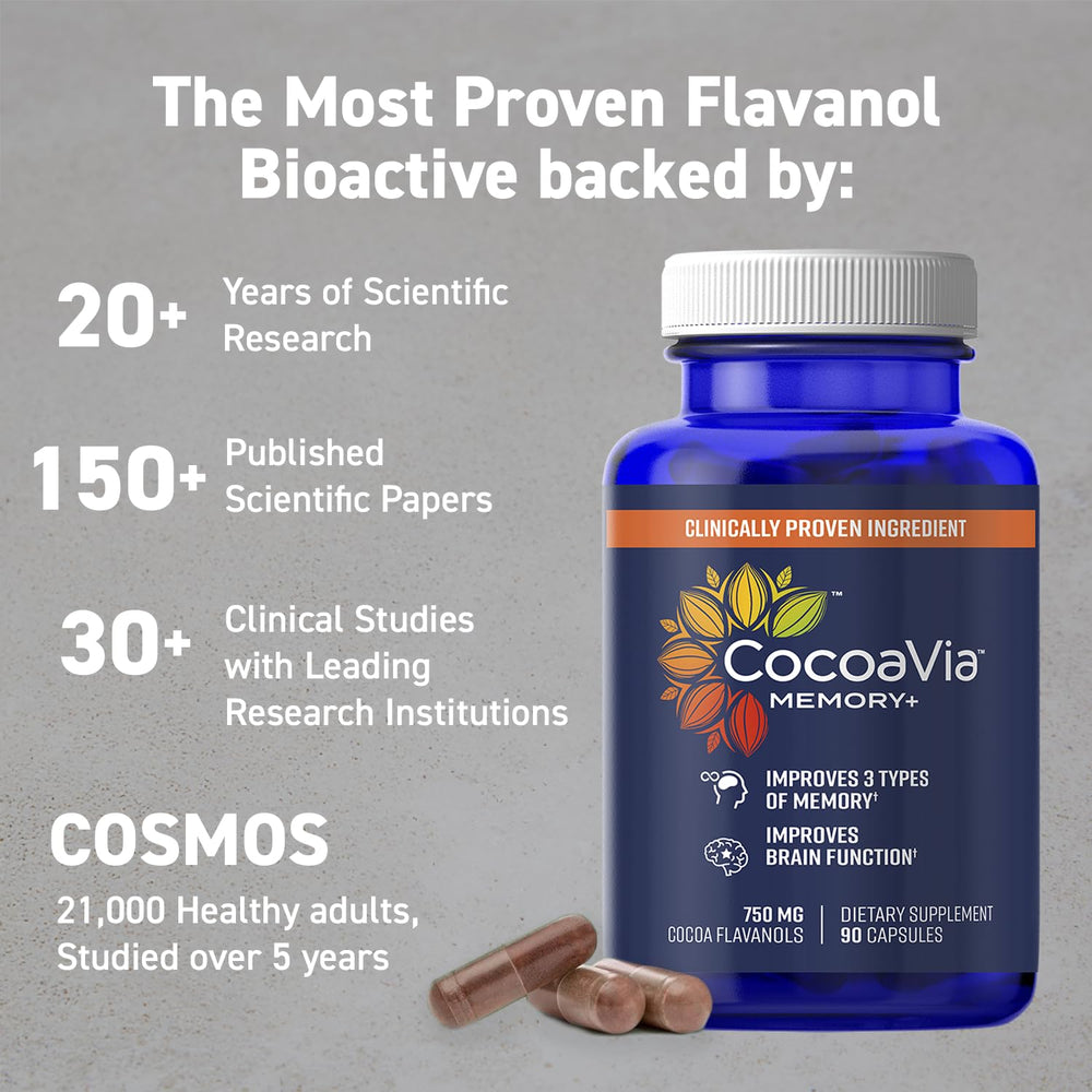 Plant-based, vegan CocoaVia Memory+ packaging