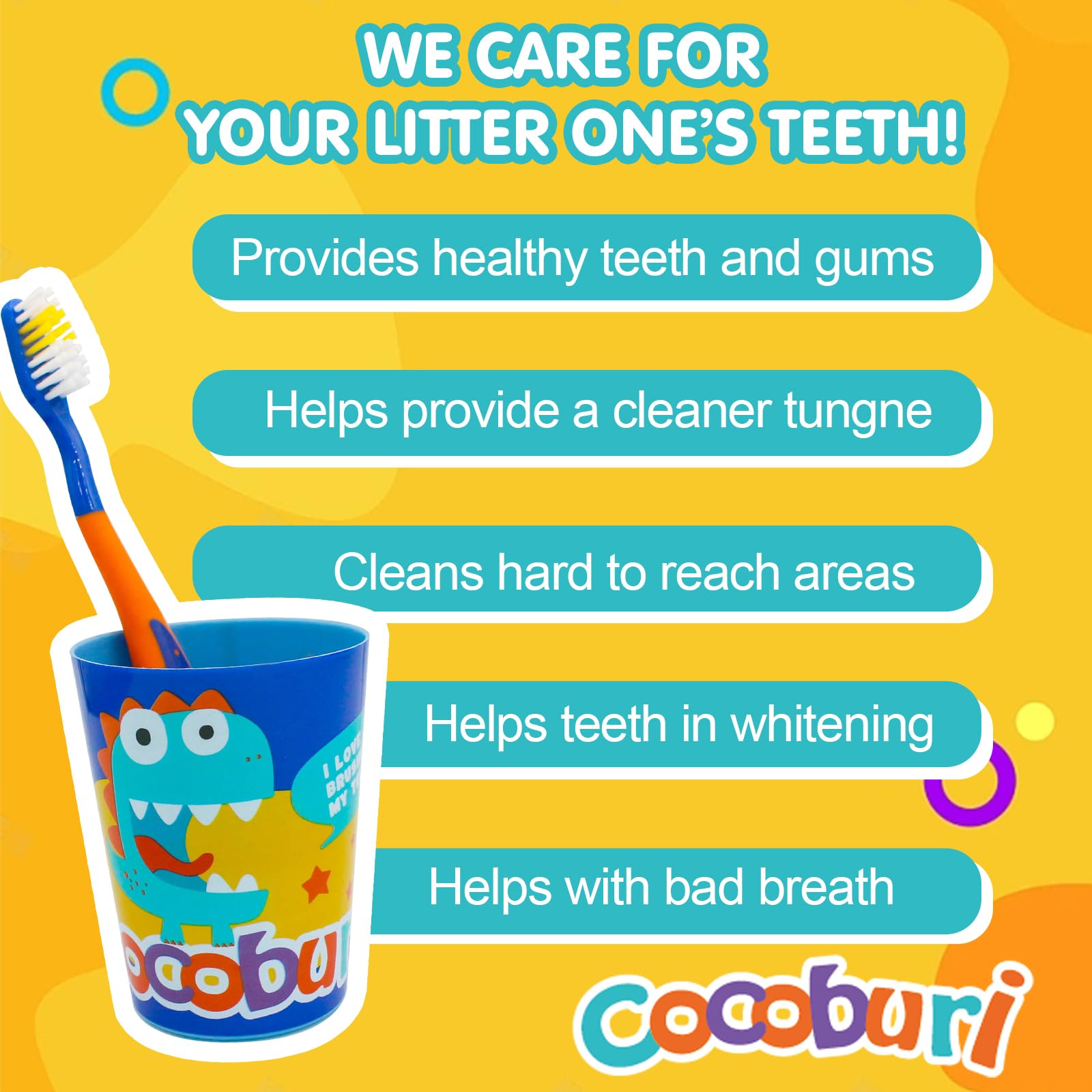 Bright dinosaur-themed colors for kids oral care