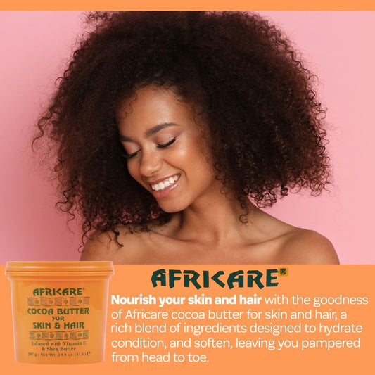 Close-up texture of COCOCARE Africare Cocoa Butter showing rich, creamy hydration for skin.