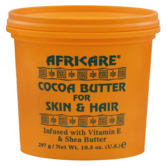 COCOCARE Africare Cocoa Butter tub nourishes skin and hair with vitamin E and shea butter.