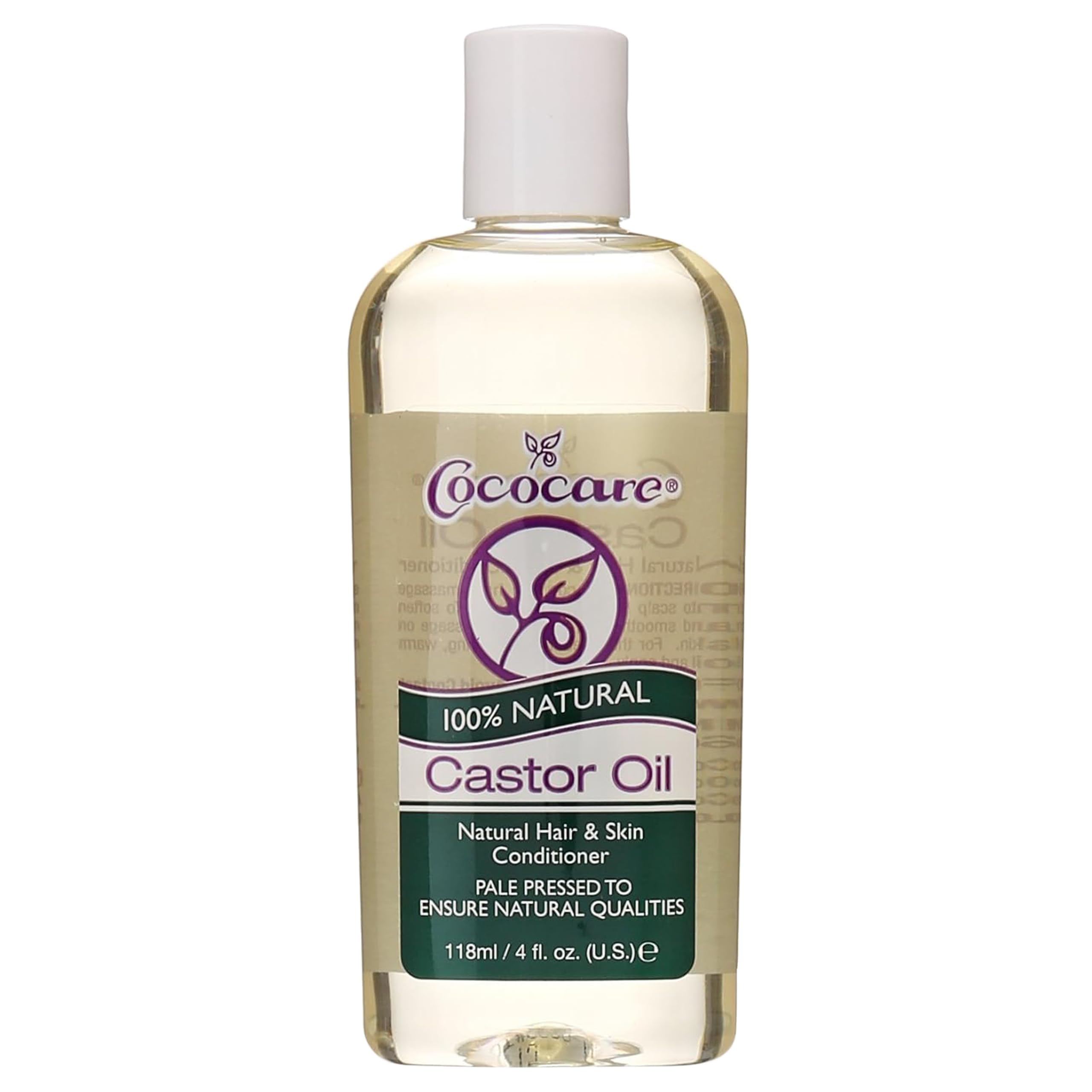 Cococare Castor Oil 4 oz bottle for healthy hair, lashes, and skin