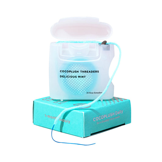 Front packaging of Cocofloss CocoPlush Threaders