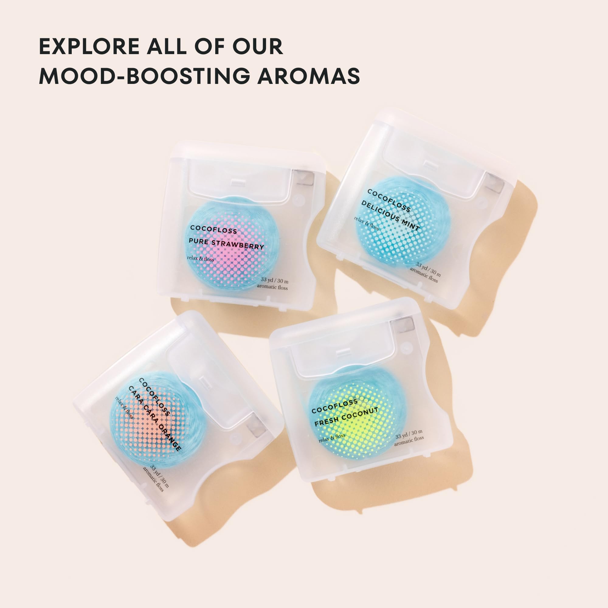 Coconut oil-infused, vegan Cocofloss floss texture close-up