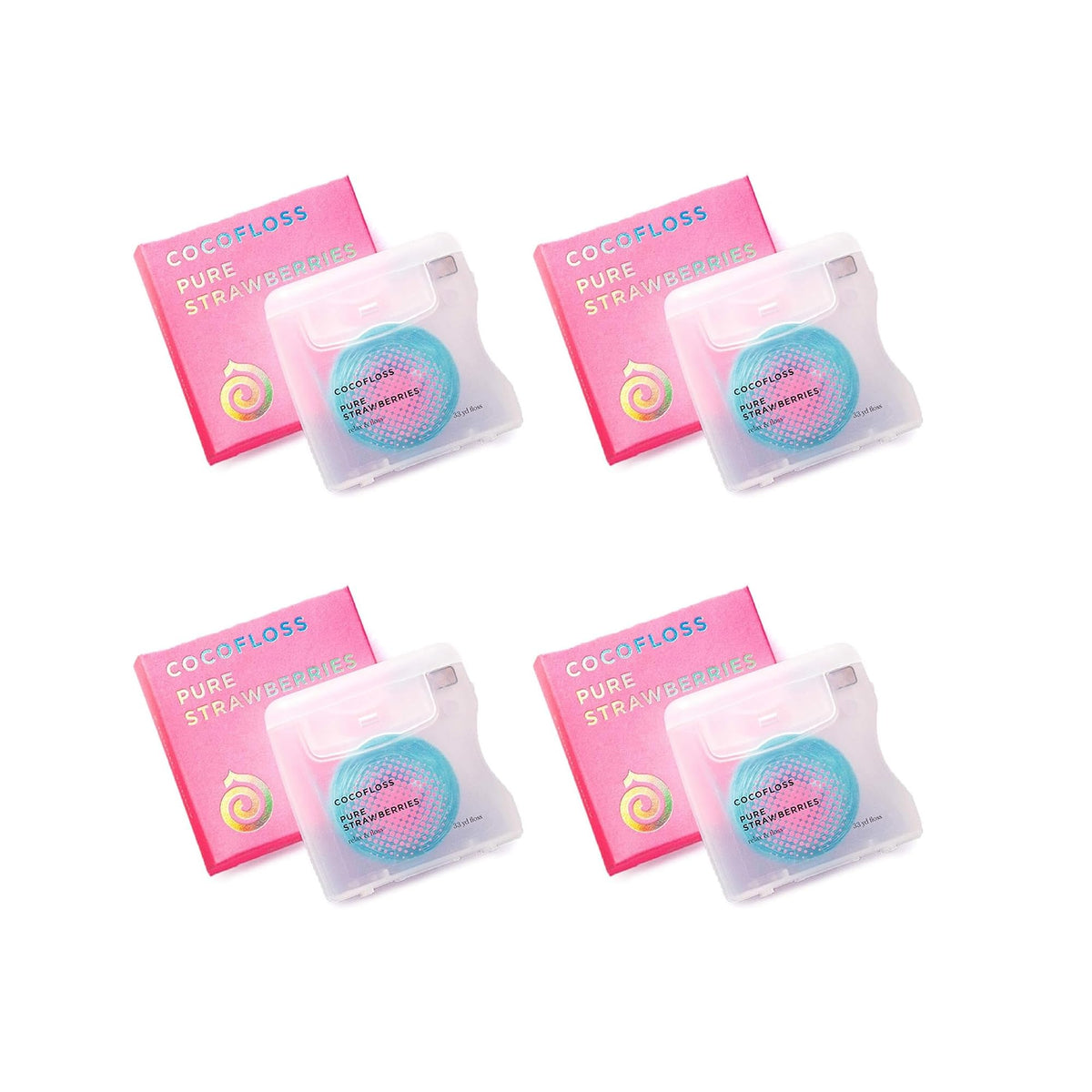 Hero image of Cocofloss Woven Dental Floss with 4 spools and strawberry scent