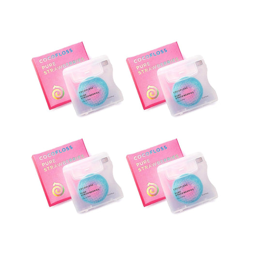 Hero image of Cocofloss Woven Dental Floss with 4 spools and strawberry scent
