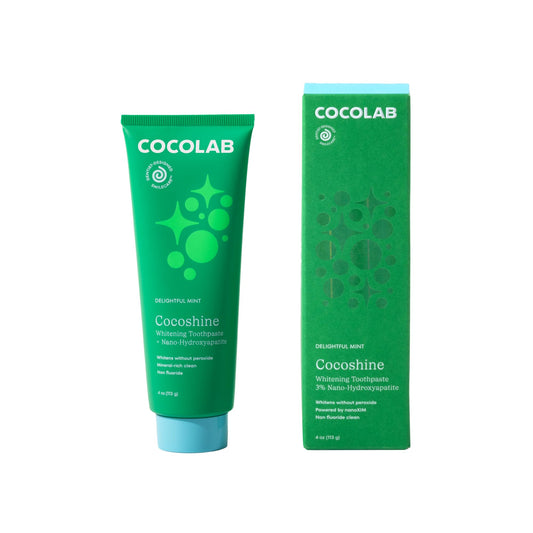 Front view of Cocoshine toothpaste tube