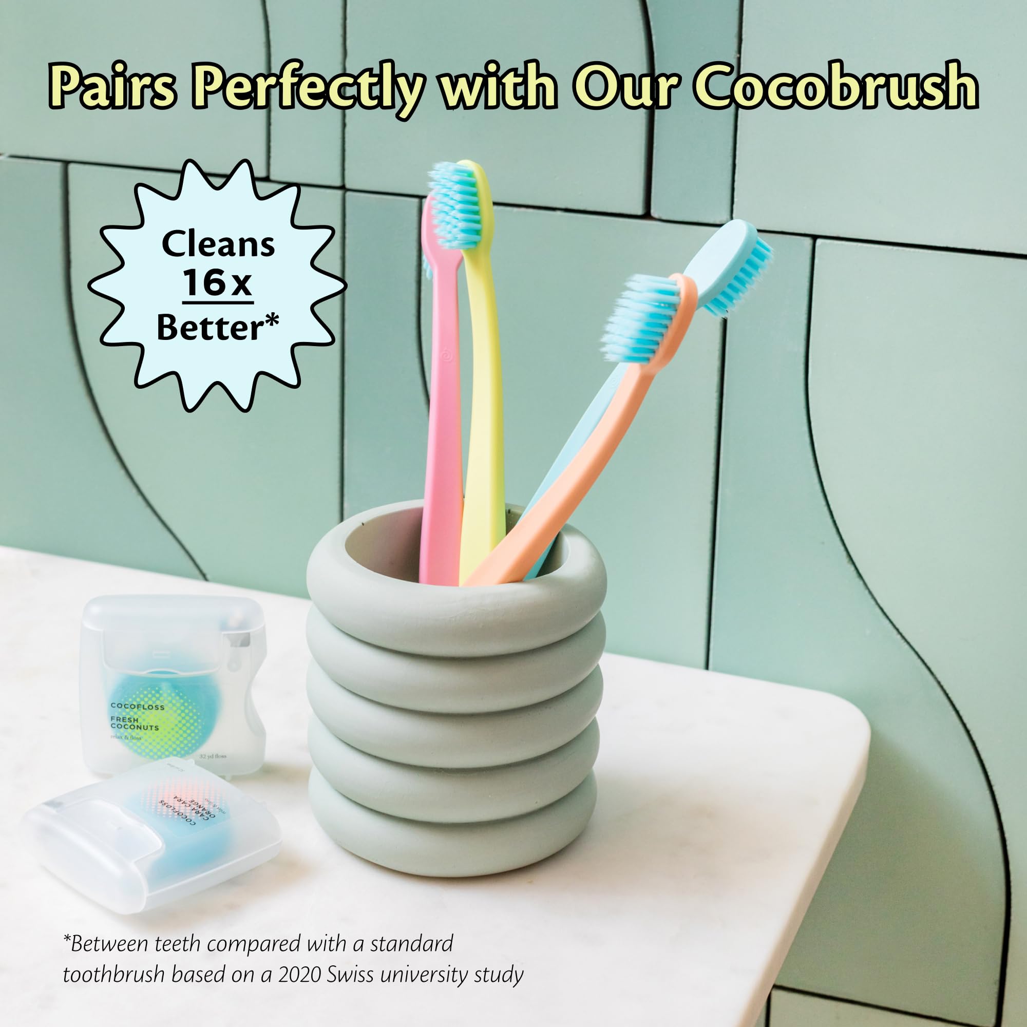 Eco-friendly floss spun from recycled bottles and cruelty-free certification