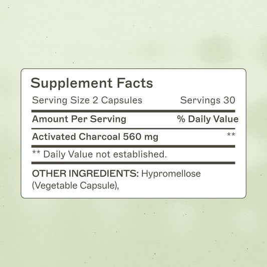 Label on Coconut Charcoal Capsules bottle