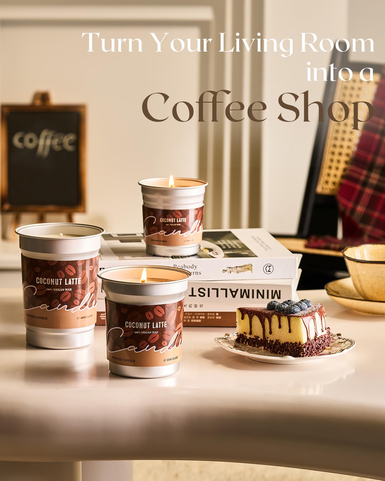 7oz M&SENSE Coconut Latte candle with latte art cover