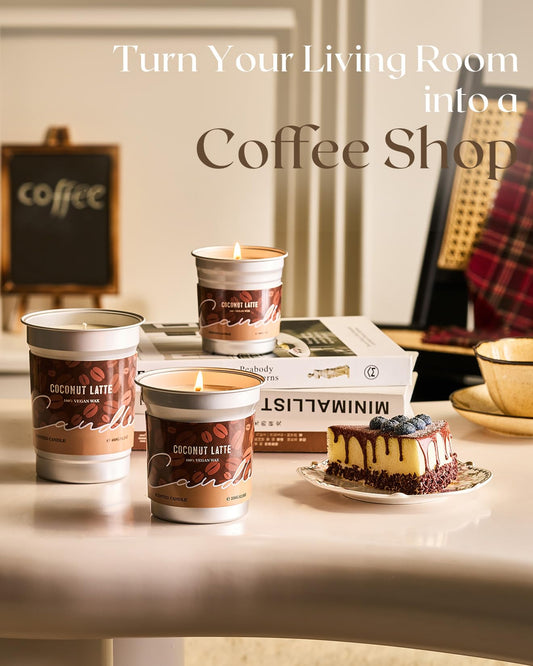 7oz M&SENSE Coconut Latte candle with latte art cover