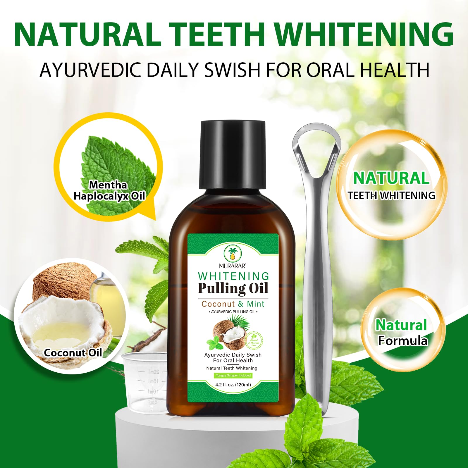 Coconut mint oil pulling mouthwash ingredients.