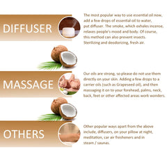 Coconut Essential Oil bottles with packaging