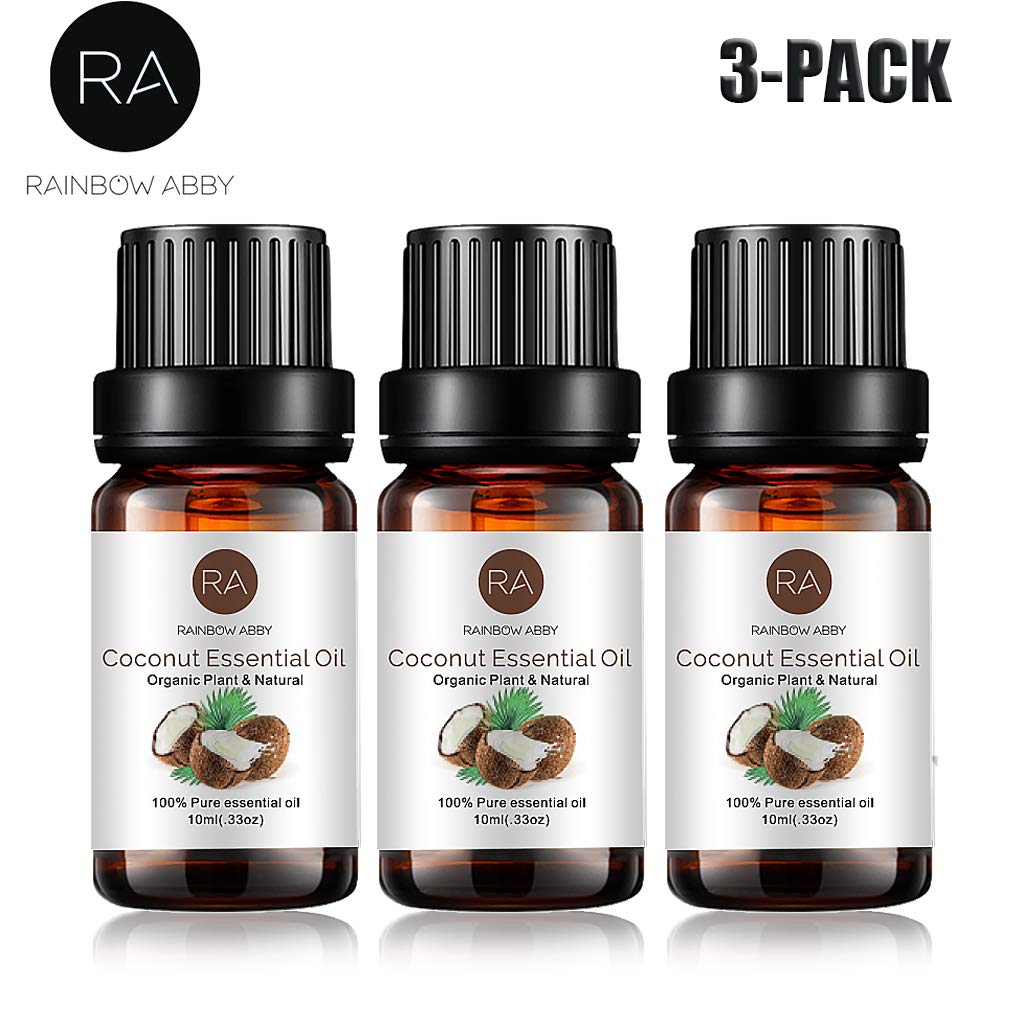Three coconut oil bottles arranged for display